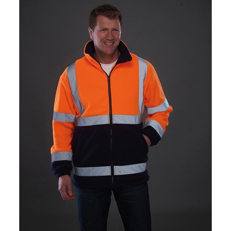 Hi-vis heavyweight fleece jacket (HVK08) - Orange/Navy S